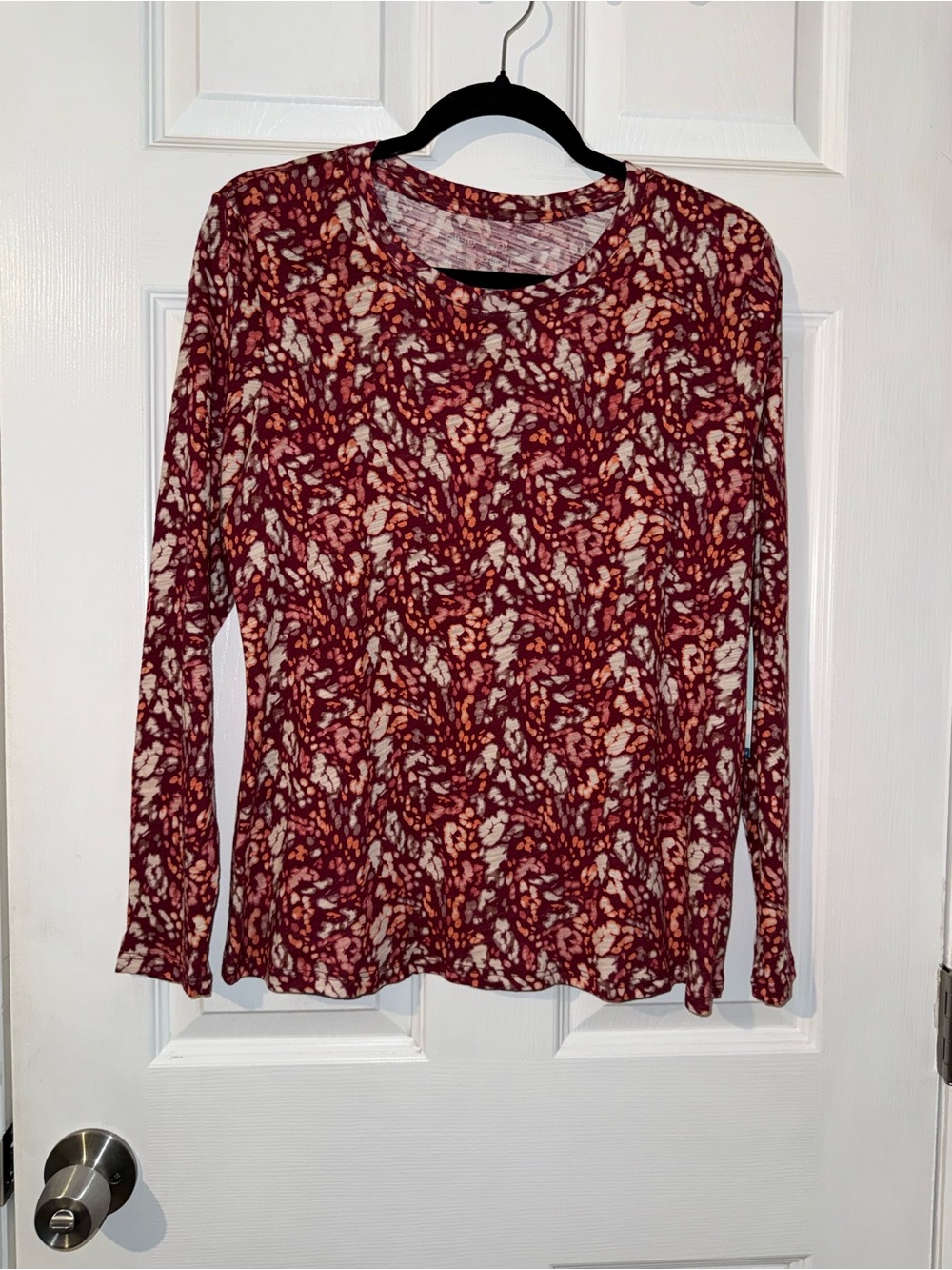 Blue Sol Women’s Petite Long Sleeve Animal Print Red Fall Shirt Size PL NWT NEW